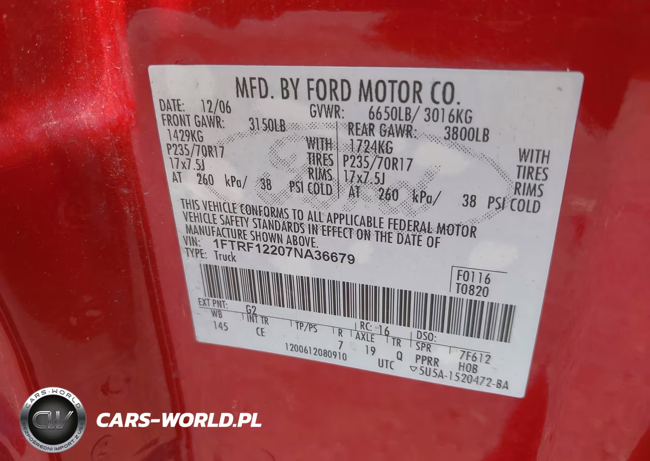 2007 Ford F-150 Stx-Xl-Xlt VIN:1FTRF12207NA36679 - 9