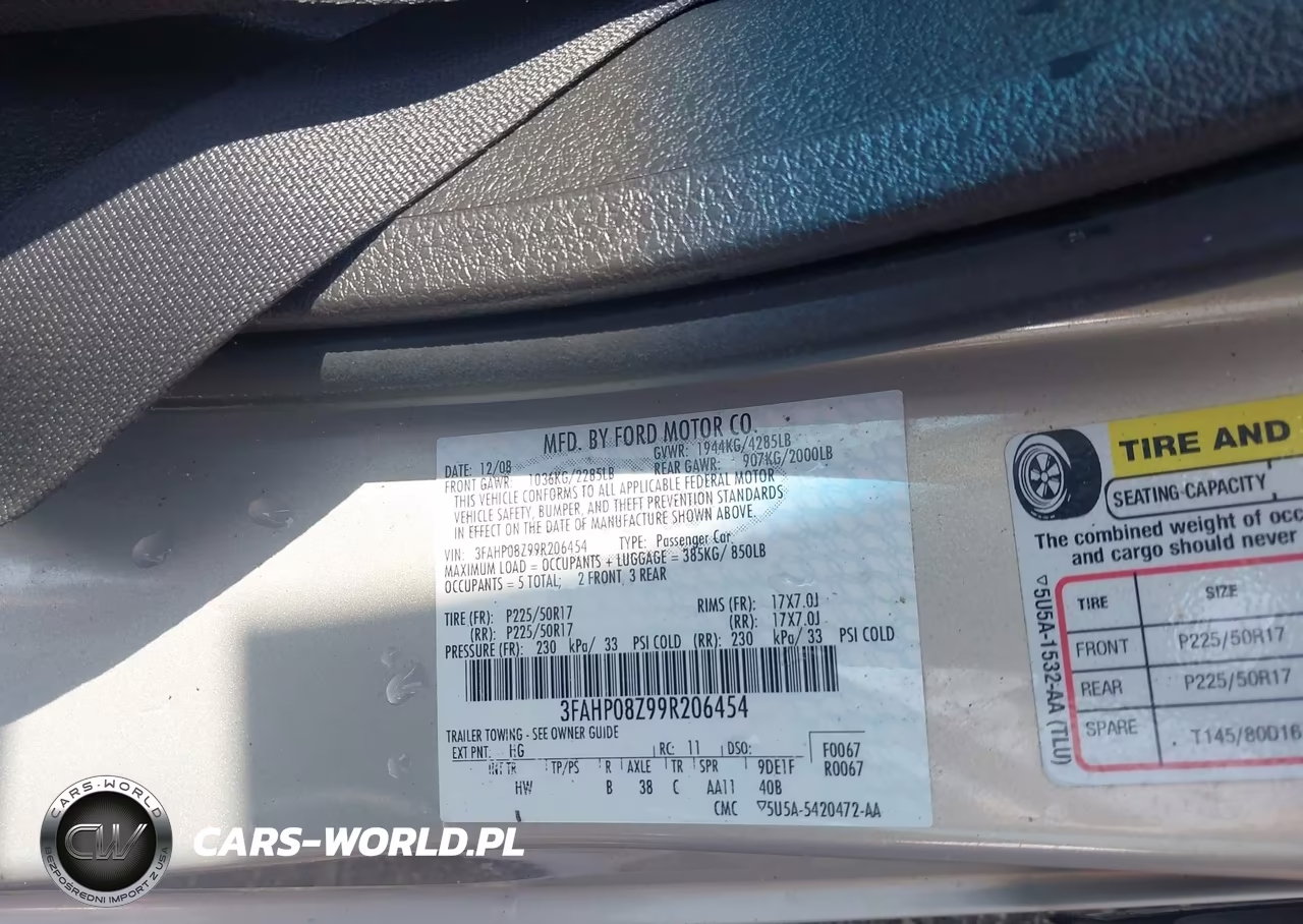 2009 Ford Fusion Sel VIN:3FAHP08Z99R206454 - 9