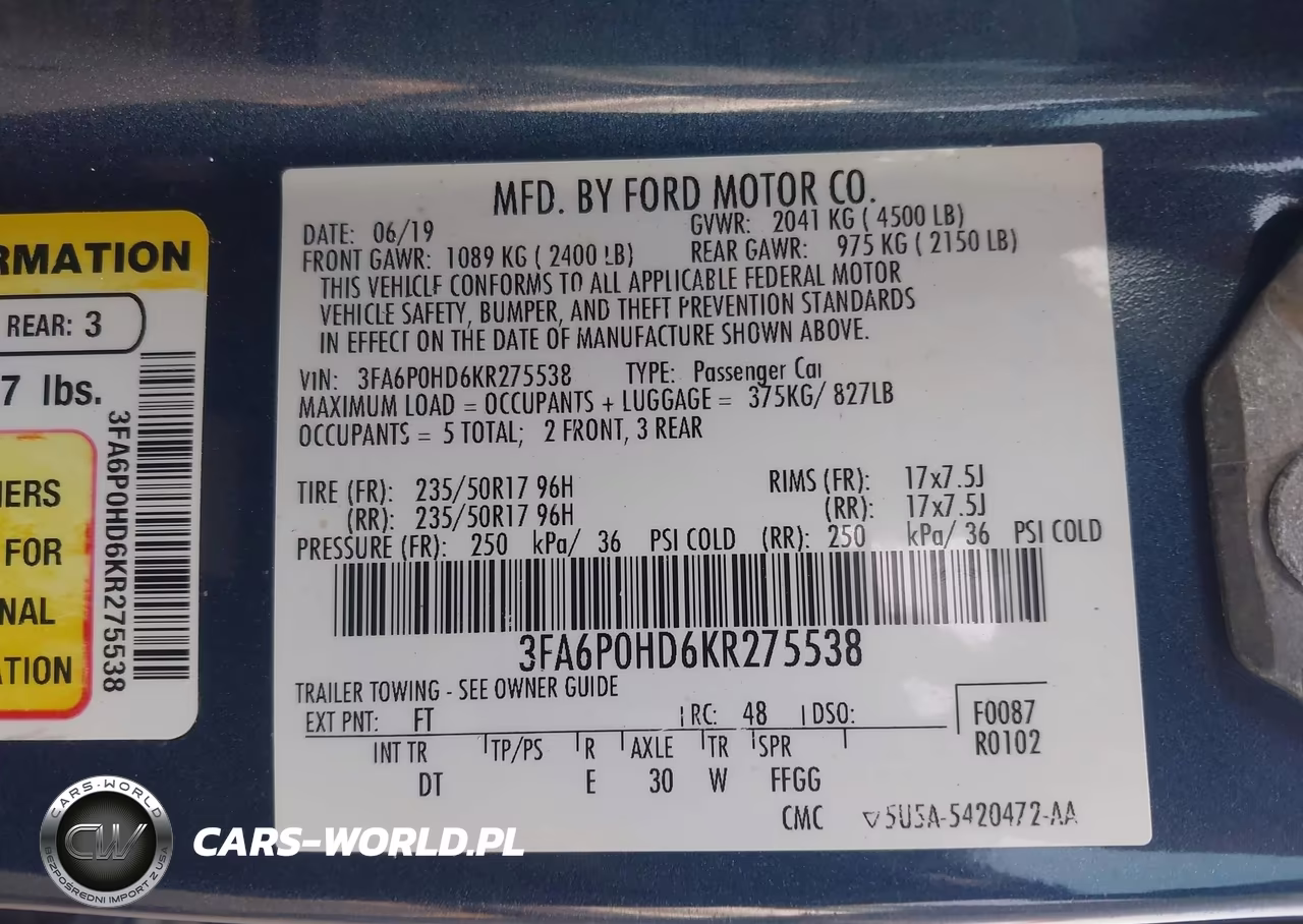 2019 Ford Fusion Se VIN:3FA6P0HD6KR275538 - 9