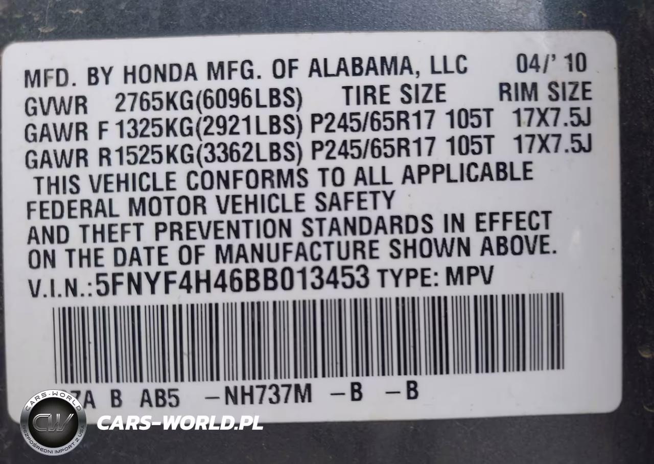 2011 Honda Pilot Ex VIN:5FNYF4H46BB013453 - 9