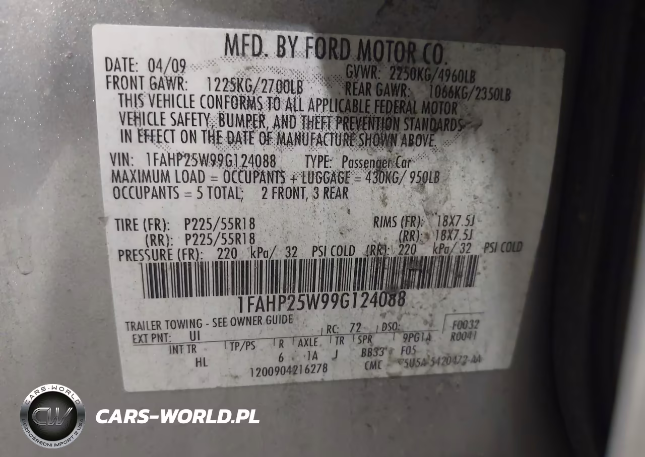 2009 Ford Taurus Limited VIN:1FAHP25W99G124088 - 9