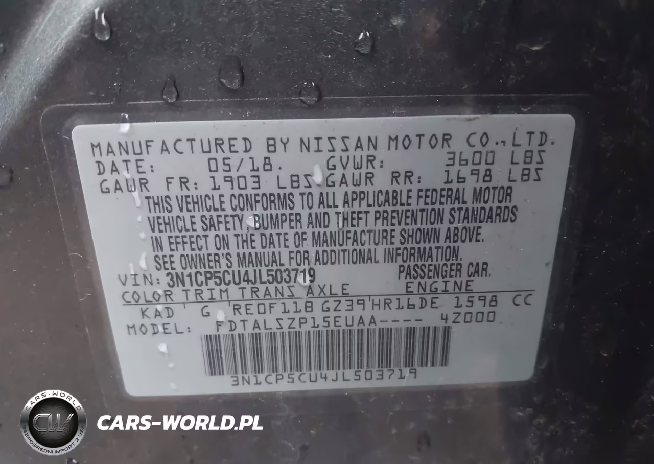 2018 Nissan Kicks Sv VIN:3N1CP5CU4JL503719 - 9