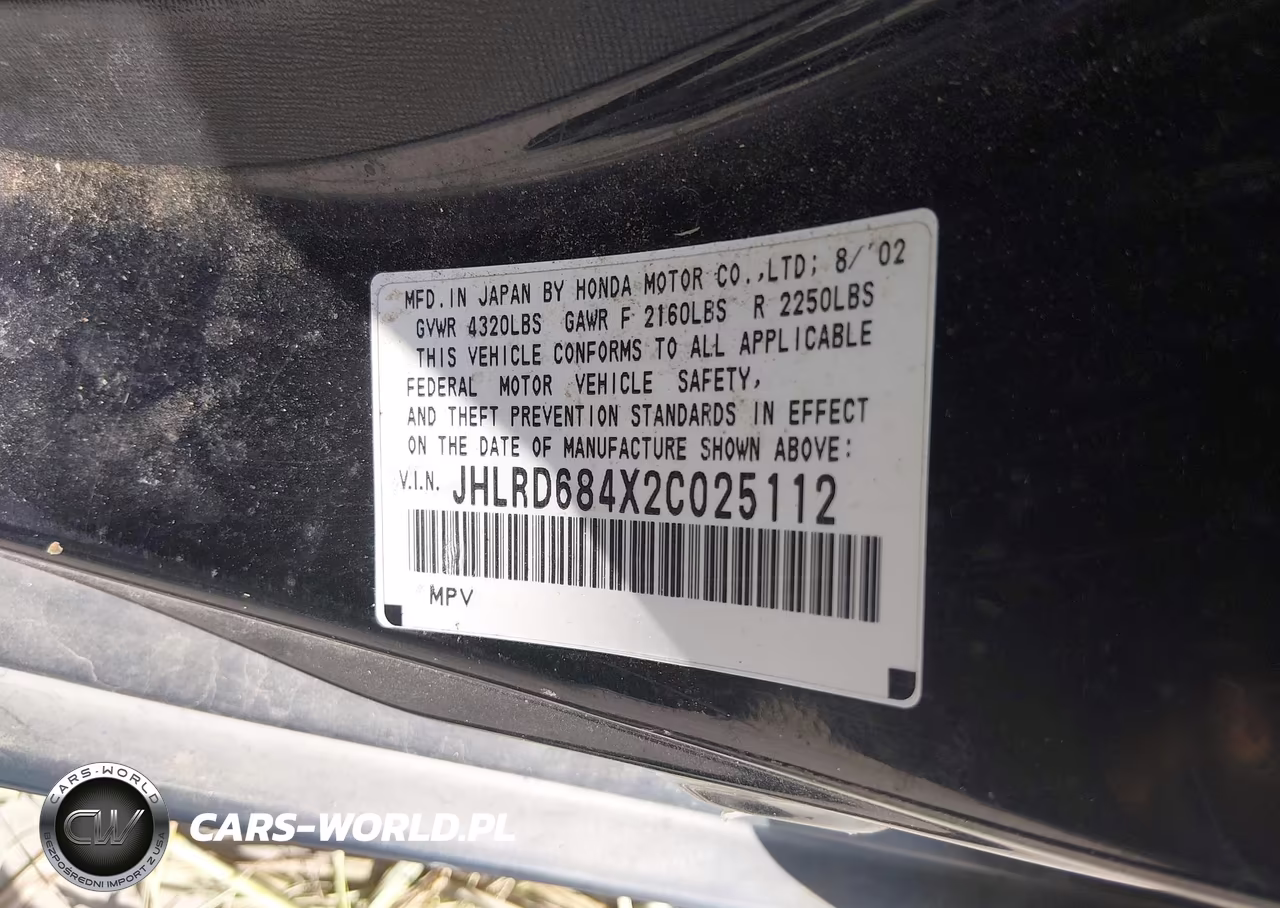 2002 Honda Cr-V Lx VIN:JHLRD684X2C025112 - 9