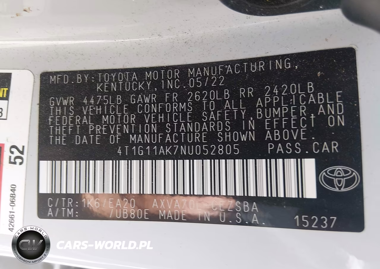 2022 Toyota Camry Se VIN:4T1G11AK7NU052805 - 9