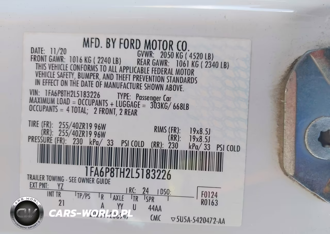 2020 Ford Mustang Ecoboost Fastback VIN:1FA6P8TH2L5183226 - 9