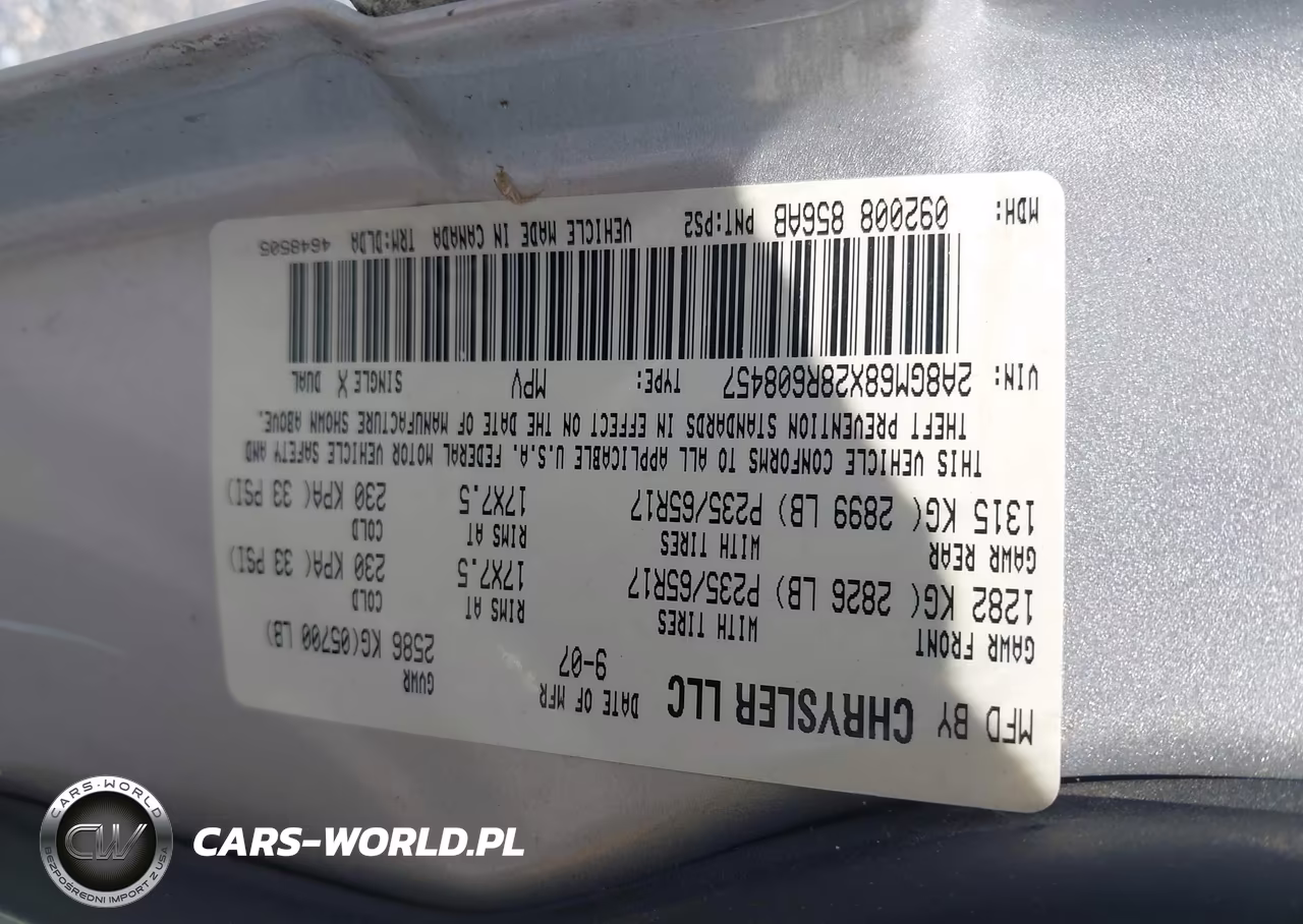 2008 Chrysler Pacifica Touring VIN:2A8GM68X28R608457 - 9