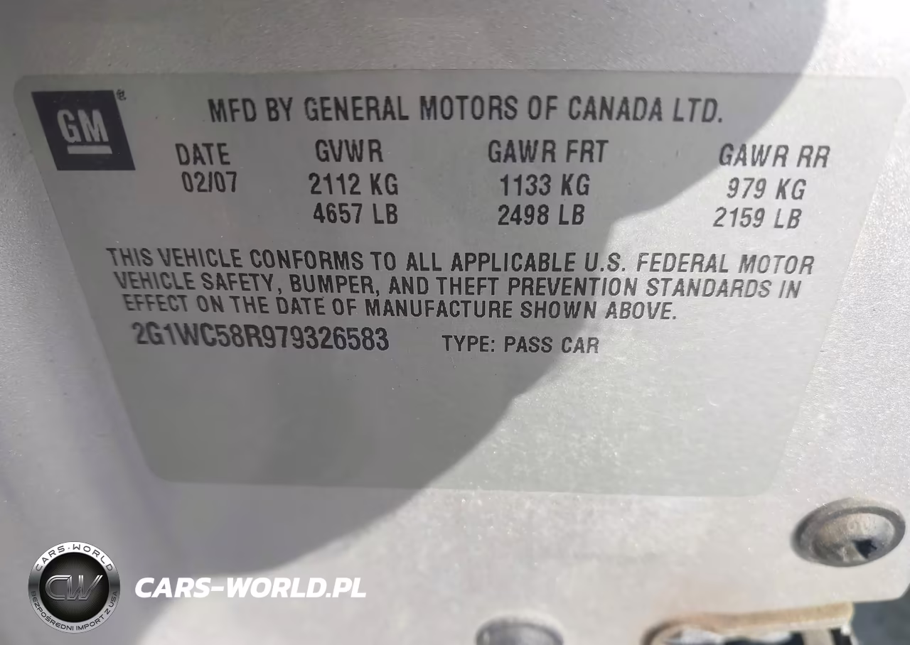 2007 Chevrolet Impala 3.9L Lt VIN:2G1WC58R979326583 - 9