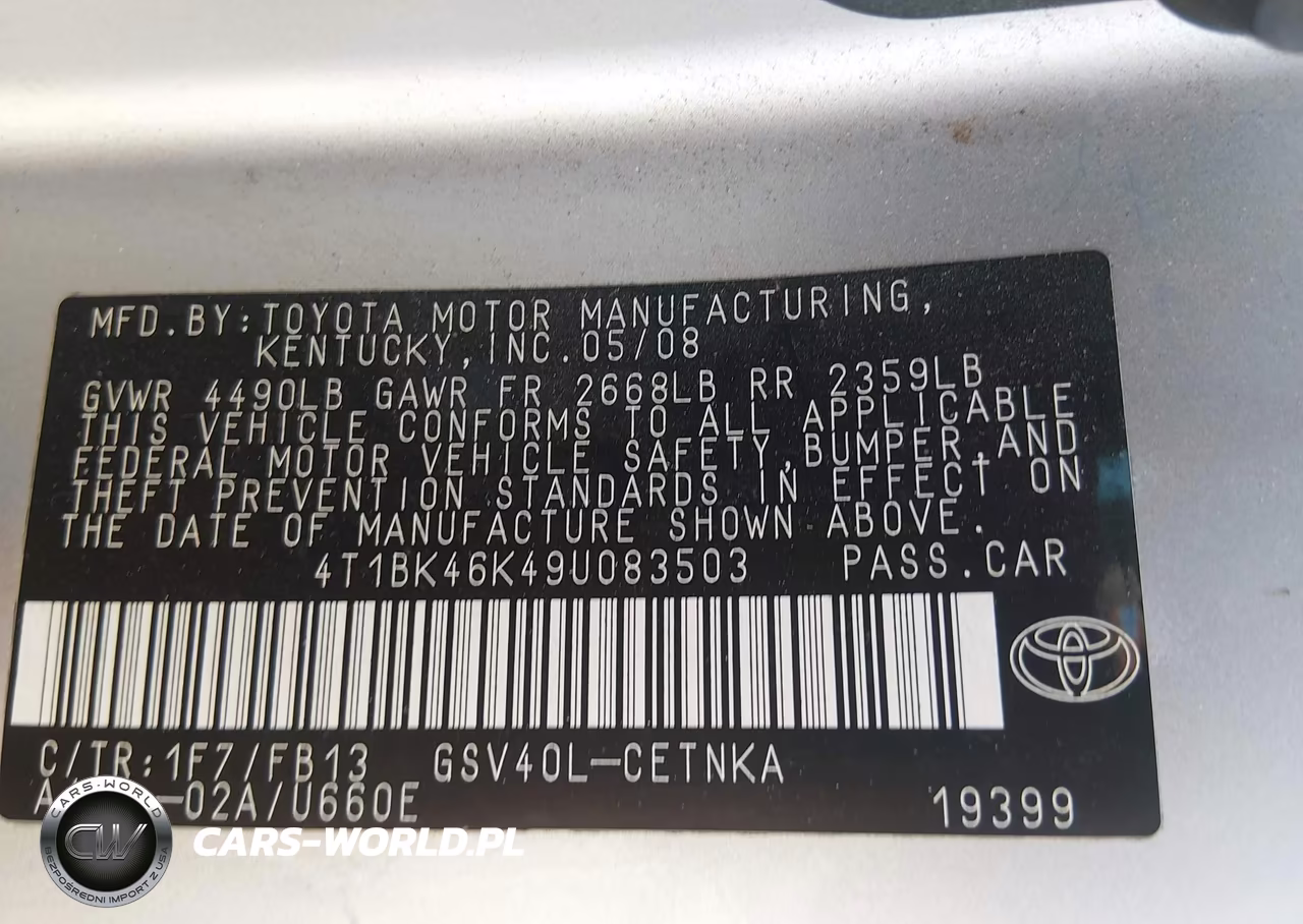 2009 Toyota Camry Le V6 VIN:4T1BK46K49U083503 - 9
