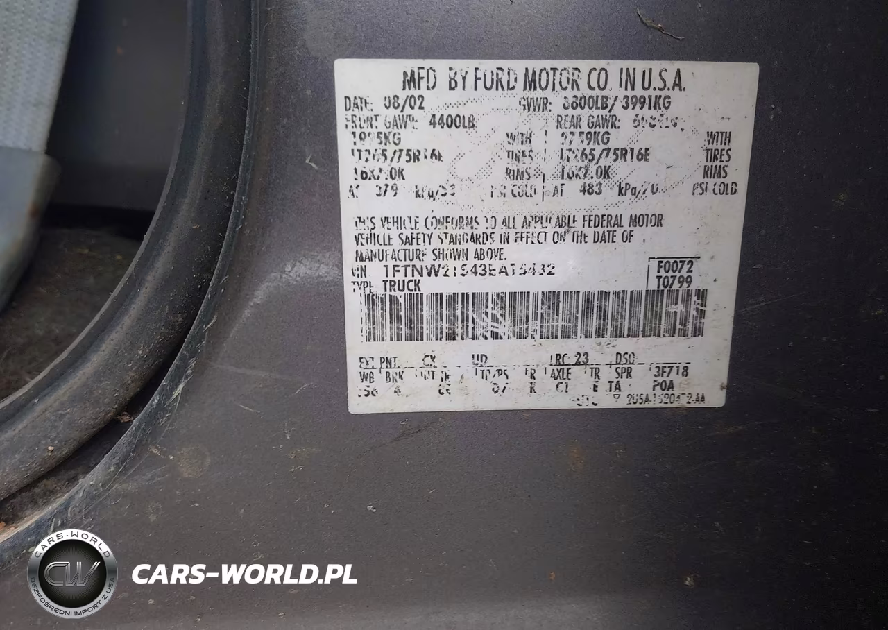 2003 Ford F-250 Lariat-Xl-Xlt VIN:1FTNW21S43EA15432 - 9