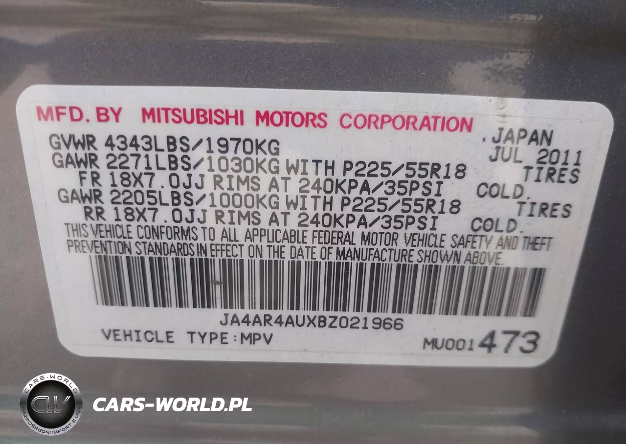 2011 Mitsubishi Outlander Sport Se VIN:JA4AR4AUXBZ021966 - 9