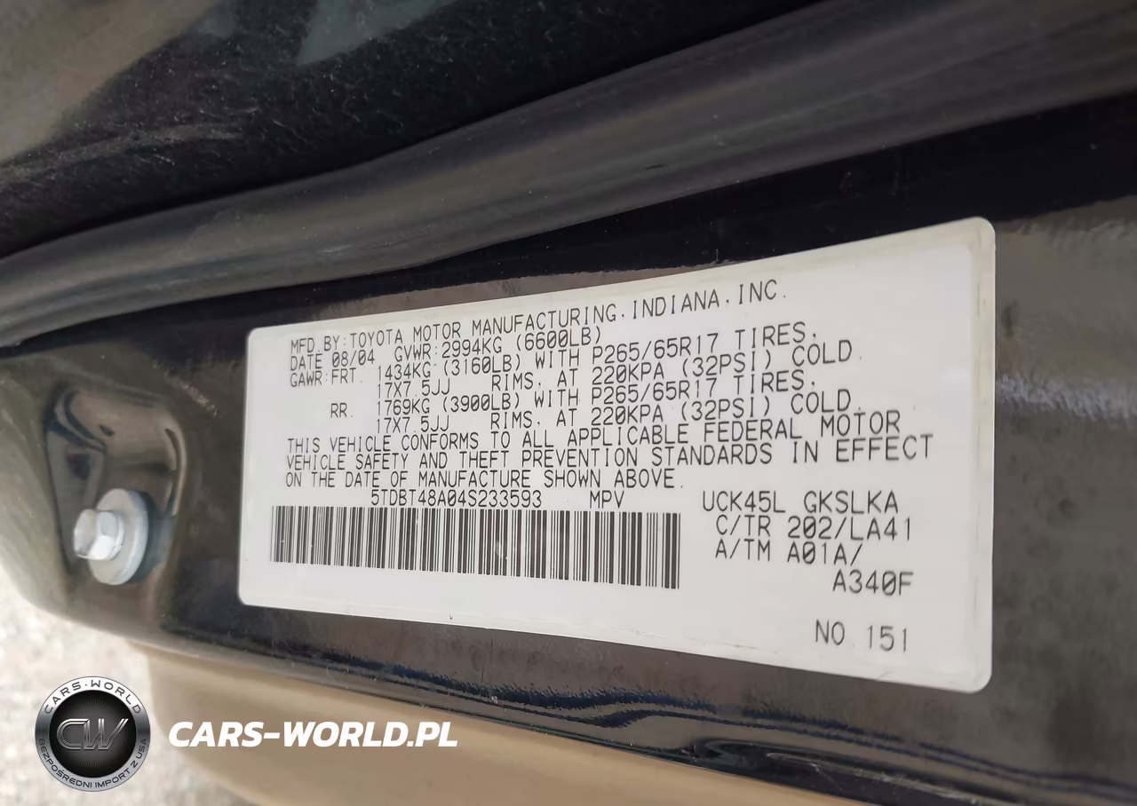 2004 Toyota Sequoia Limited V8 VIN:5TDBT48A04S233593 - 9