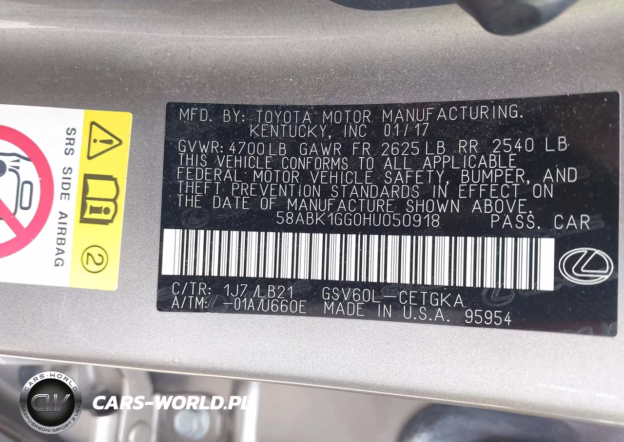 2017 Lexus Es 350 VIN:58ABK1GG0HU050918 - 9