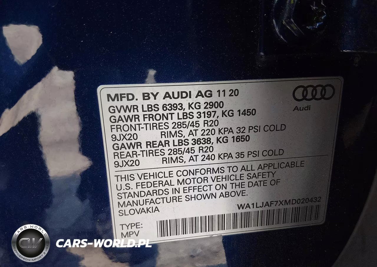 2021 Audi Q7 Premium Plus 45 Tfsi Quattro Tiptronic VIN:WA1LJAF7XMD020432 - 9