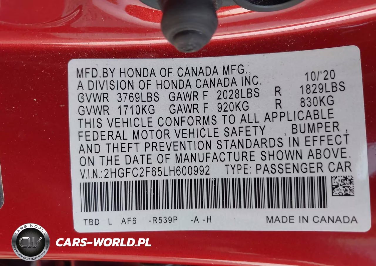 2020 Honda Civic Lx VIN:2HGFC2F65LH600992 - 9