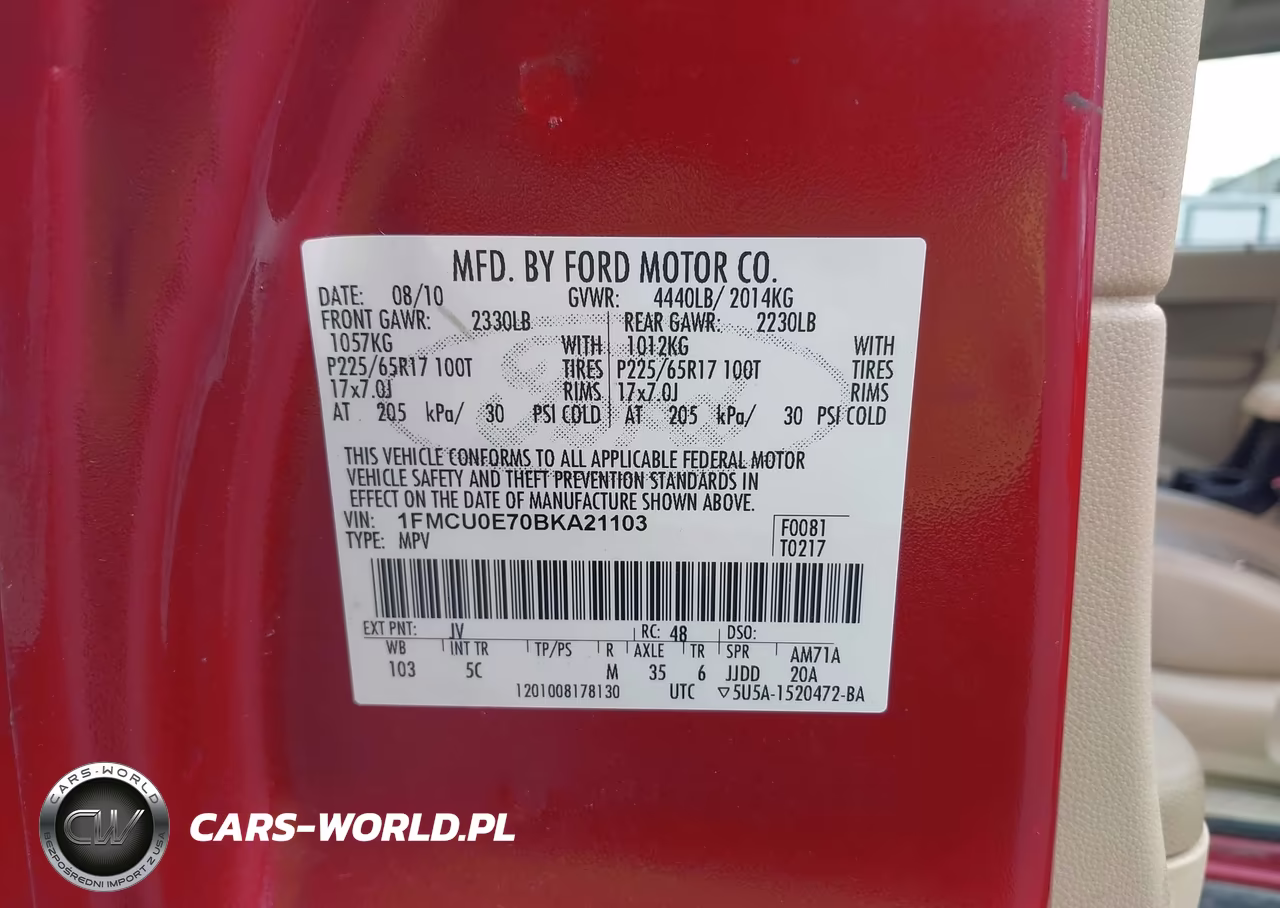 2011 Ford Escape Limited VIN:1FMCU0E70BKA21103 - 9