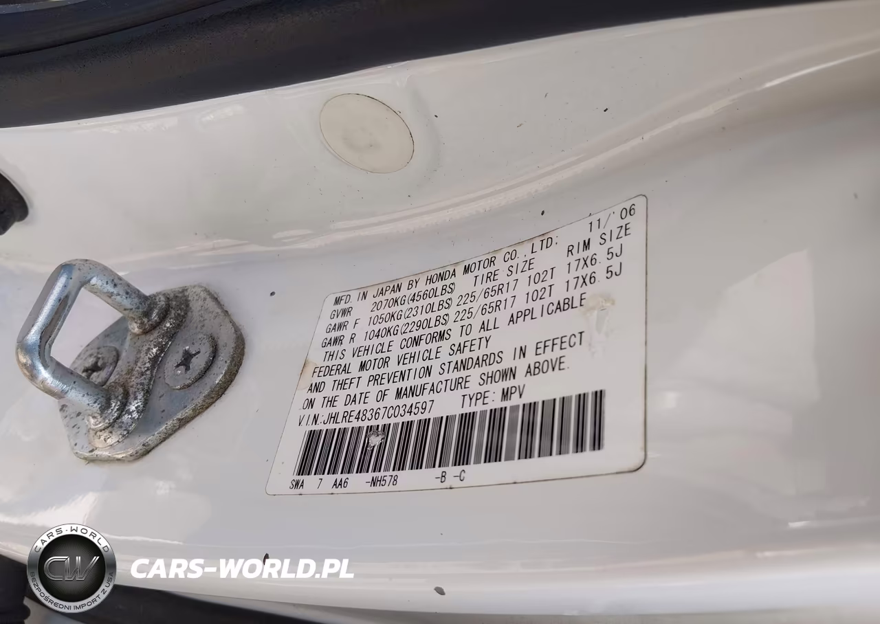 2007 Honda Cr-V Lx VIN:JHLRE48367C034597 - 9