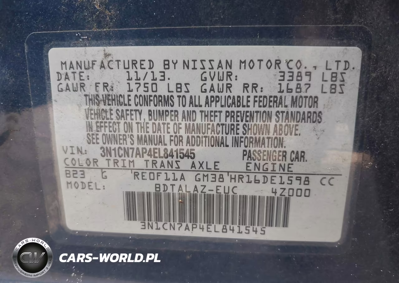 2014 Nissan Versa 1.6 S+ VIN:3N1CN7AP4EL841545 - 9