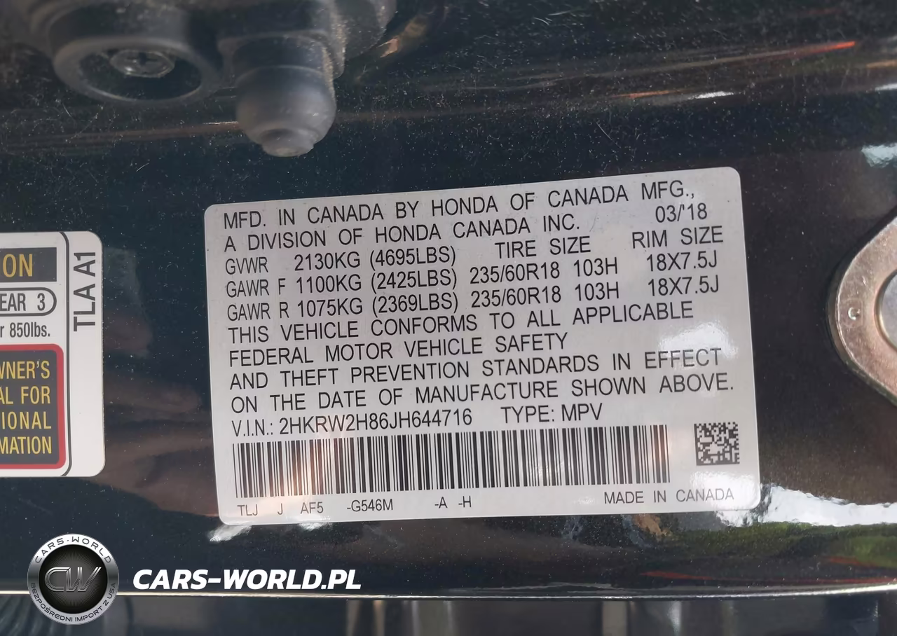2018 Honda Cr-V Ex-L-Ex-L Navi VIN:2HKRW2H86JH644716 - 9