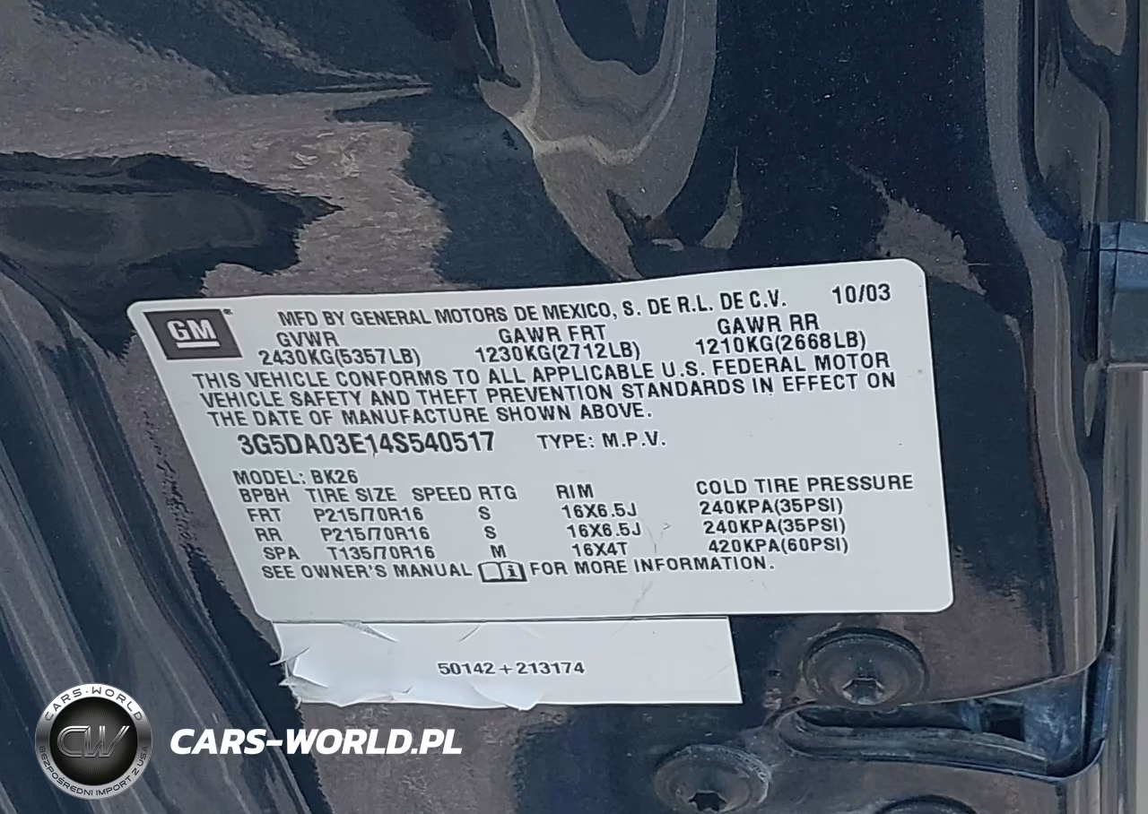 2004 Buick Rendezvous Cx VIN:3G5DA03E14S540517 - 9