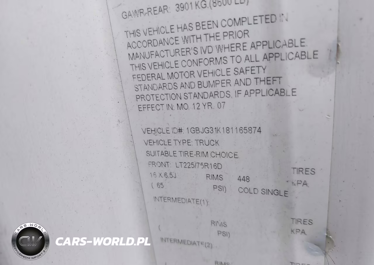 2008 Chevrolet Express Cutaway Work Van VIN:1GBJG31K181165874 - 8