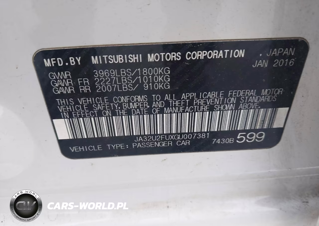 2016 Mitsubishi Lancer Es VIN:JA32U2FUXGU007381 - 9