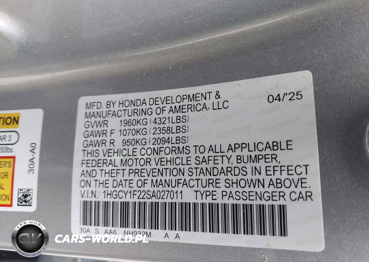 2025 Honda Accord Lx VIN:1HGCY1F22SA027011 - 9