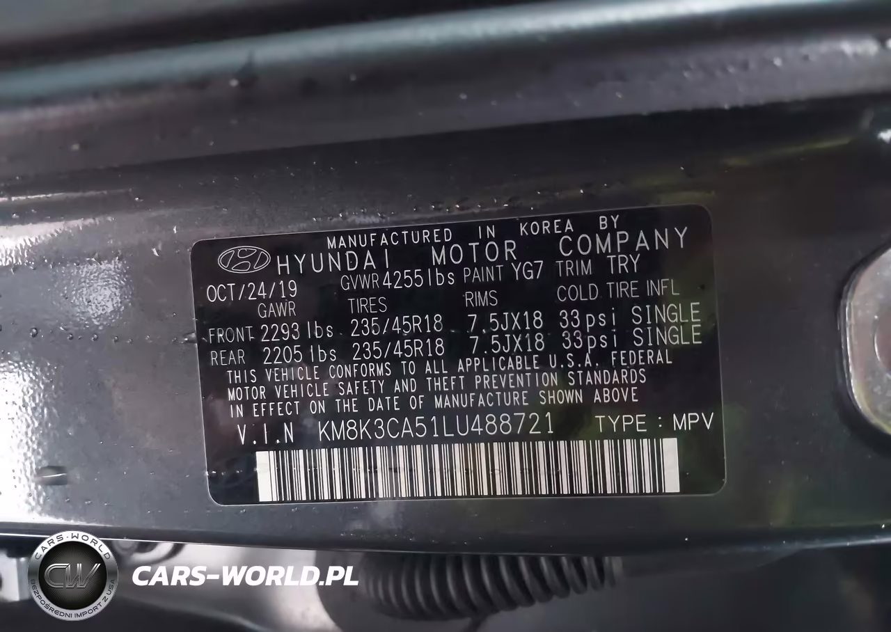2020 Hyundai Kona Limited VIN:KM8K3CA51LU488721 - 9