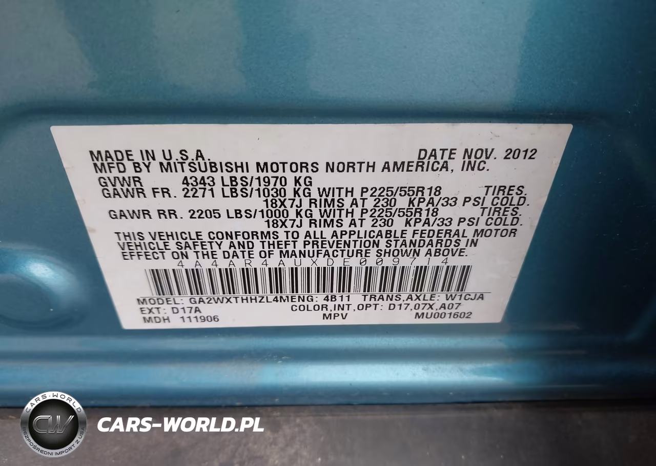 2013 Mitsubishi Outlander Sport Se VIN:4A4AR4AUXDE009714 - 9