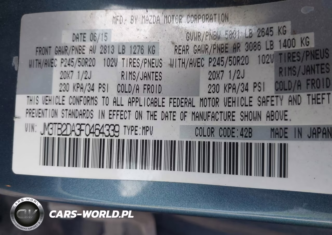 2015 Mazda Cx-9 Grand Touring VIN:JM3TB2DA3F0464339 - 9