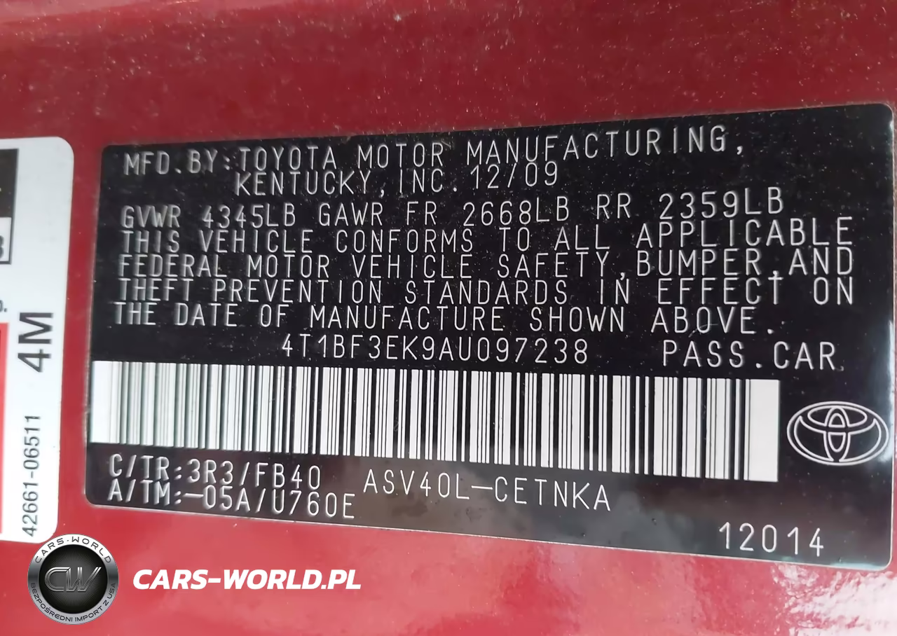 2010 Toyota Camry Le VIN:4T1BF3EK9AU097238 - 9