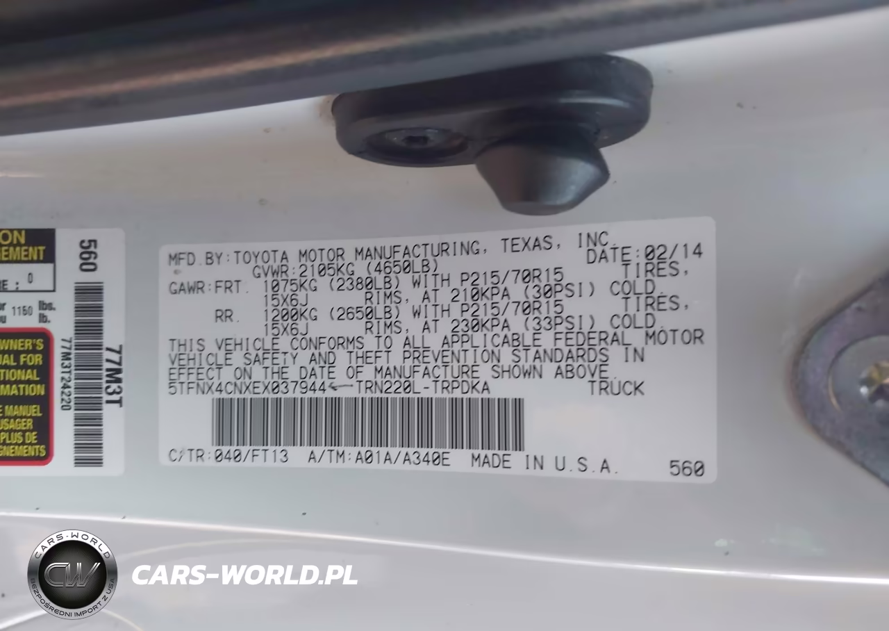 2014 Toyota Tacoma VIN:5TFNX4CNXEX037944 - 9
