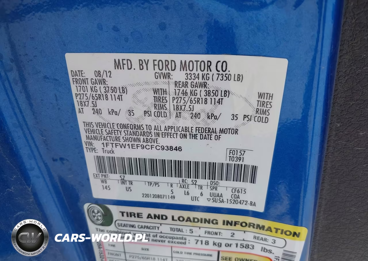 2012 Ford F-150 Xlt VIN:1FTFW1EF9CFC93846 - 9