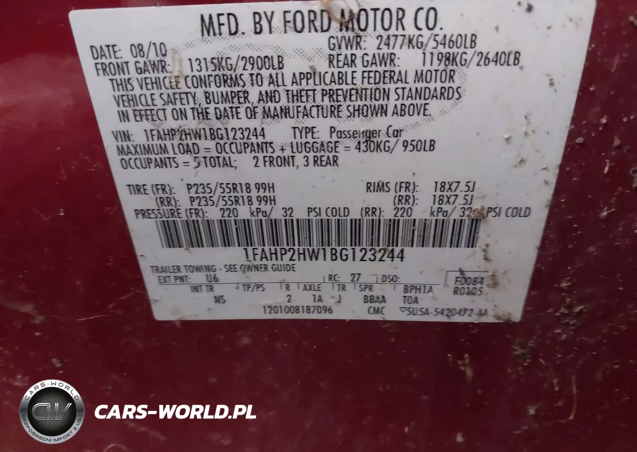 2011 Ford Taurus Sel VIN:1FAHP2HW1BG123244 - 9