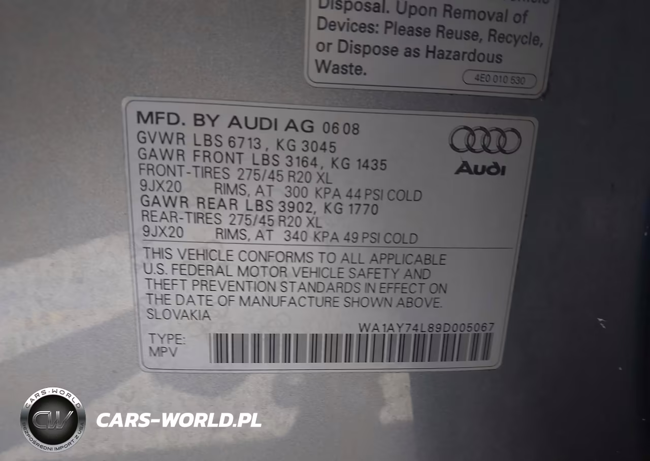 2009 Audi Q7 3.6 5 Passenger-3.6 Premium VIN:WA1AY74L89D005067 - 9