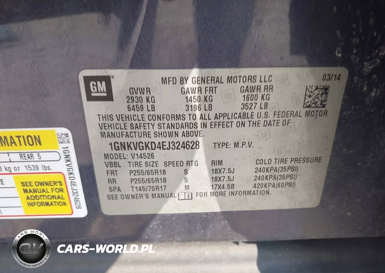 2014 Chevrolet Traverse 1Lt VIN:1GNKVGKD4EJ324628 - 9