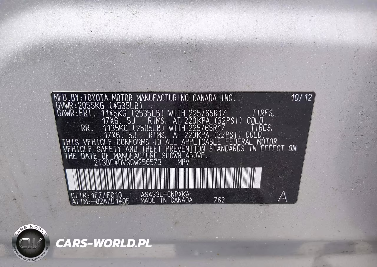 2012 Toyota Rav4 VIN:2T3BF4DV3CW256573 - 9