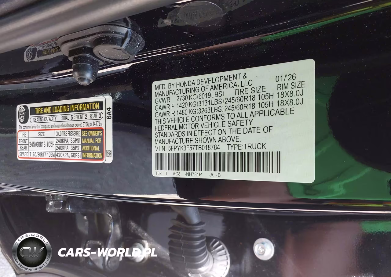 2026 Honda Ridgeline Rtl VIN:5FPYK3F57TB018784 - 9