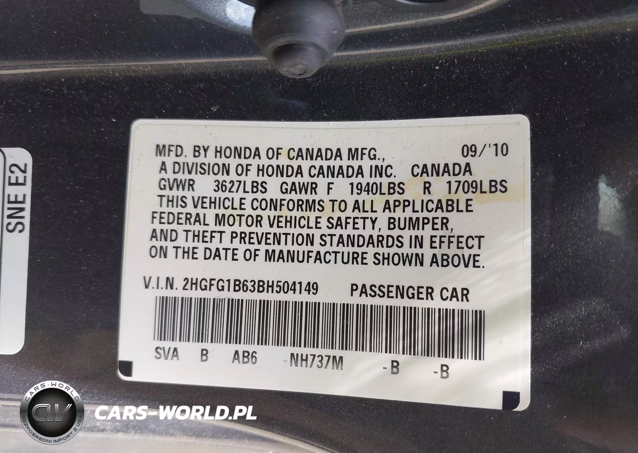 2011 Honda Civic Lx VIN:2HGFG1B63BH504149 - 9