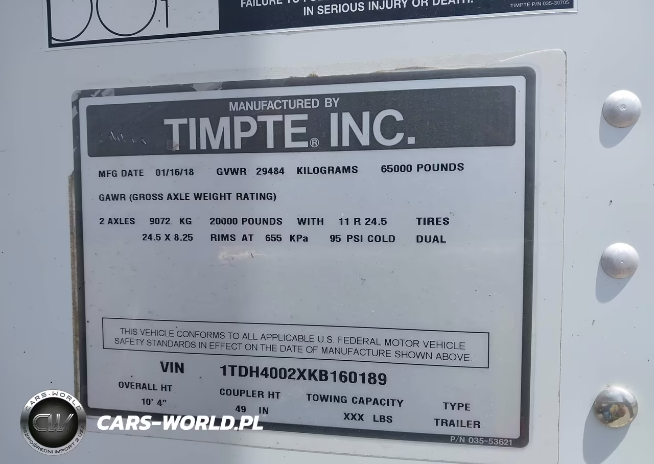 2019 Timpte Unknown VIN:1TDH4002XKB160189 - 9