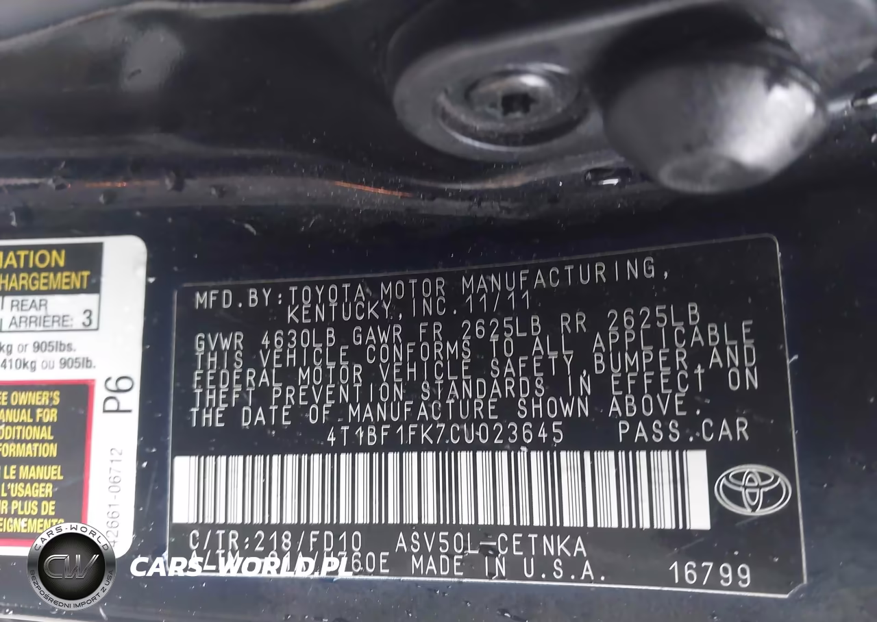 2012 Toyota Camry Le VIN:4T1BF1FK7CU023645 - 9