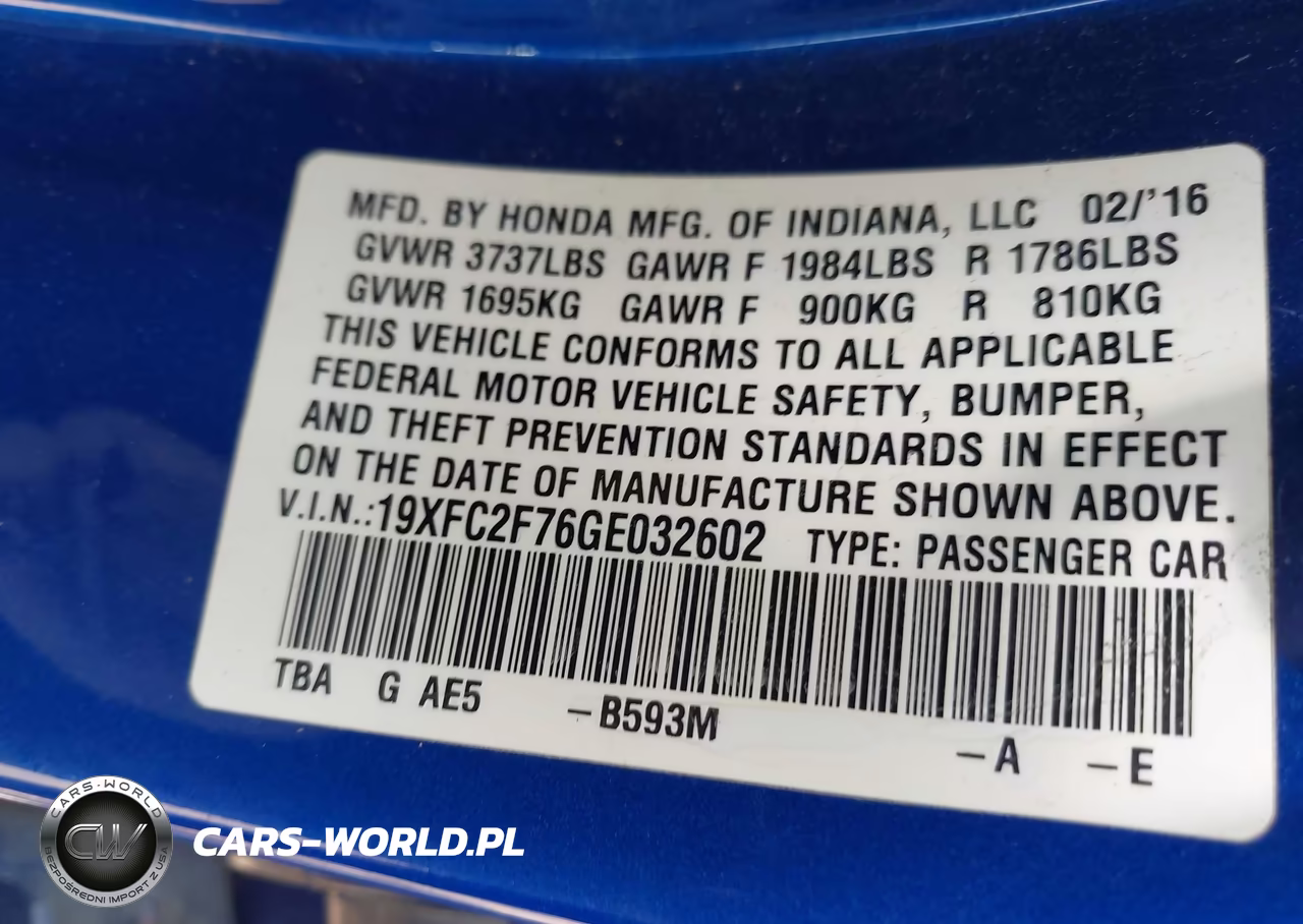 2016 Honda Civic Ex VIN:19XFC2F76GE032602 - 9