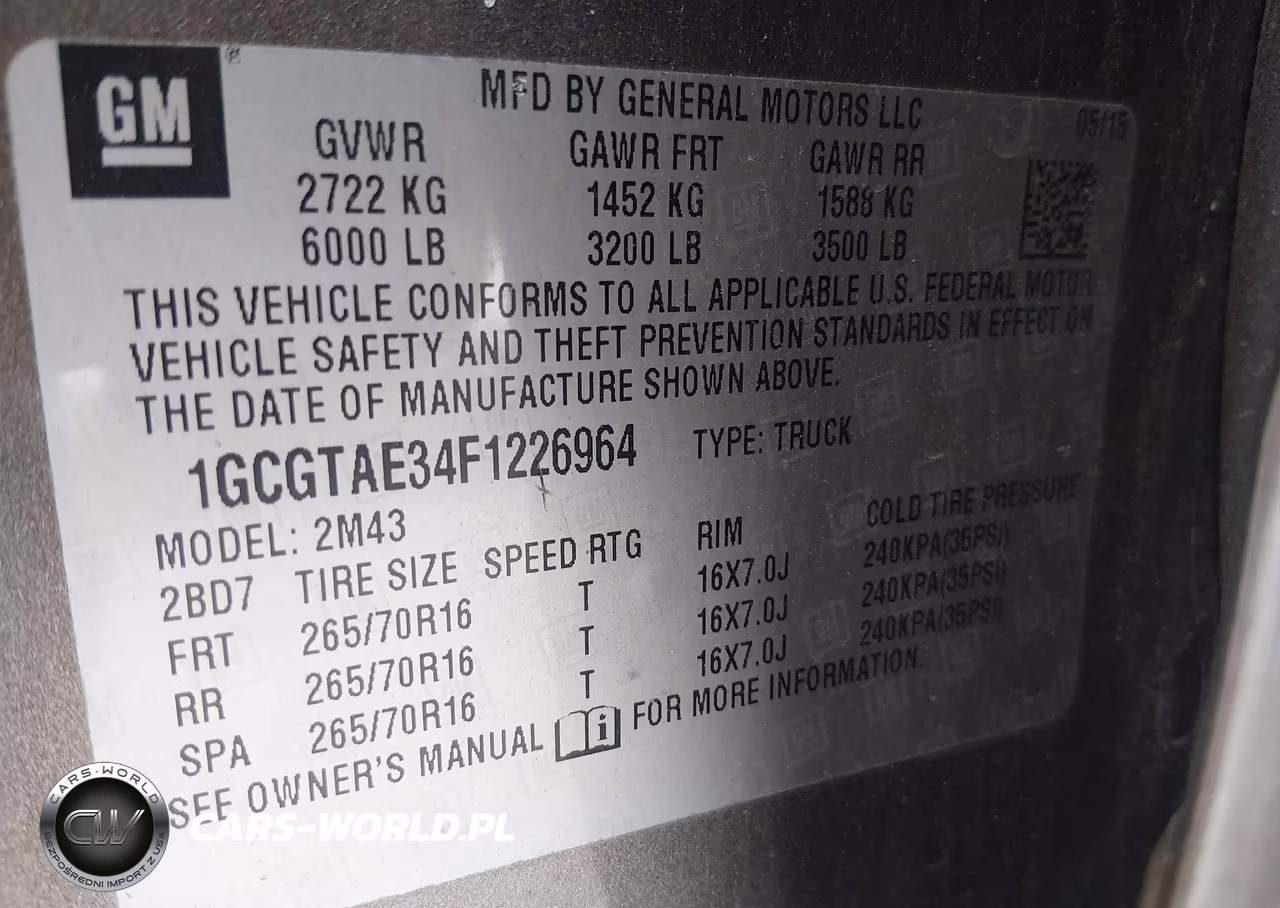 2015 Chevrolet Colorado Wt VIN:1GCGTAE34F1226964 - 9