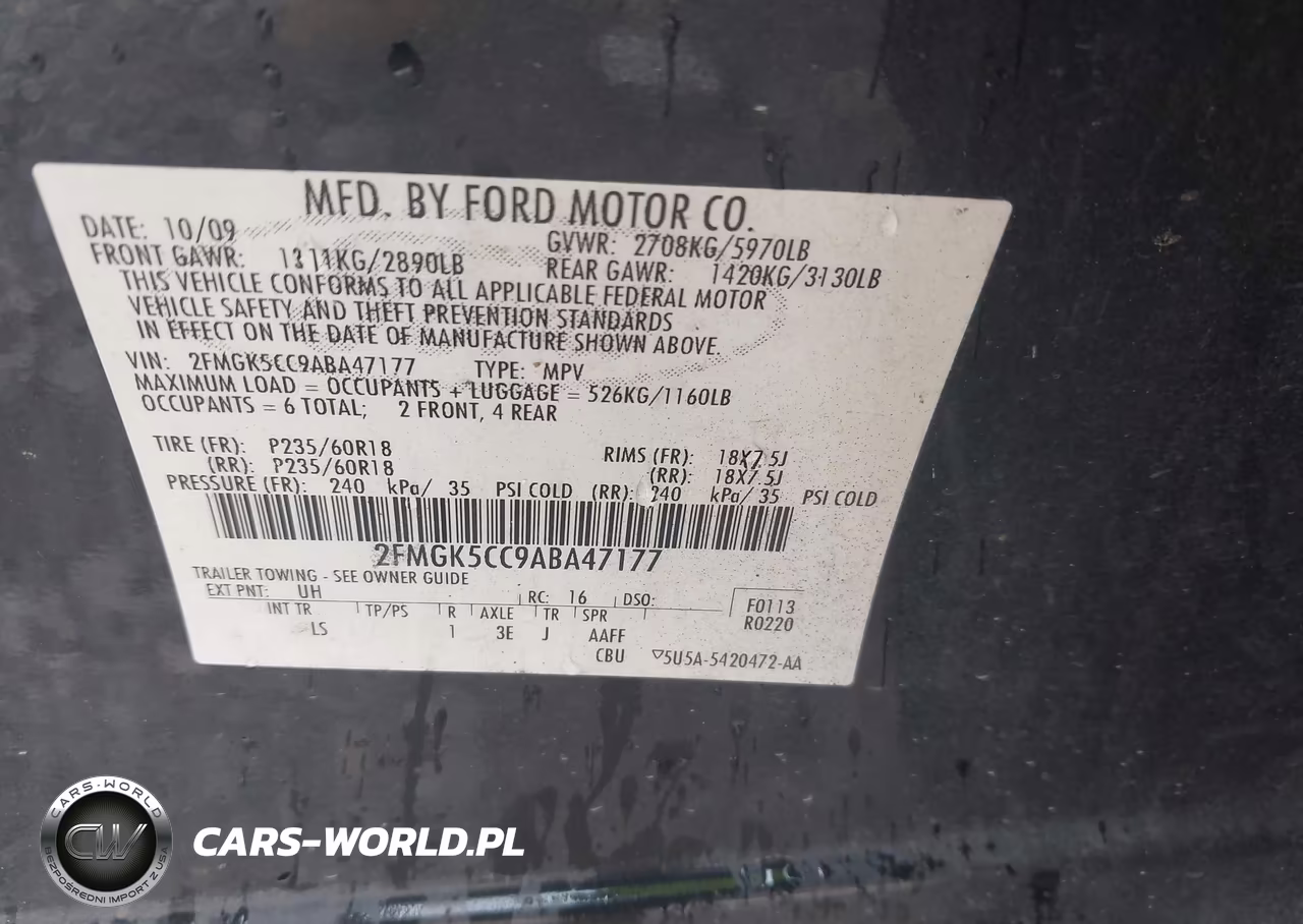 2010 Ford Flex Sel VIN:2FMGK5CC9ABA47177 - 9