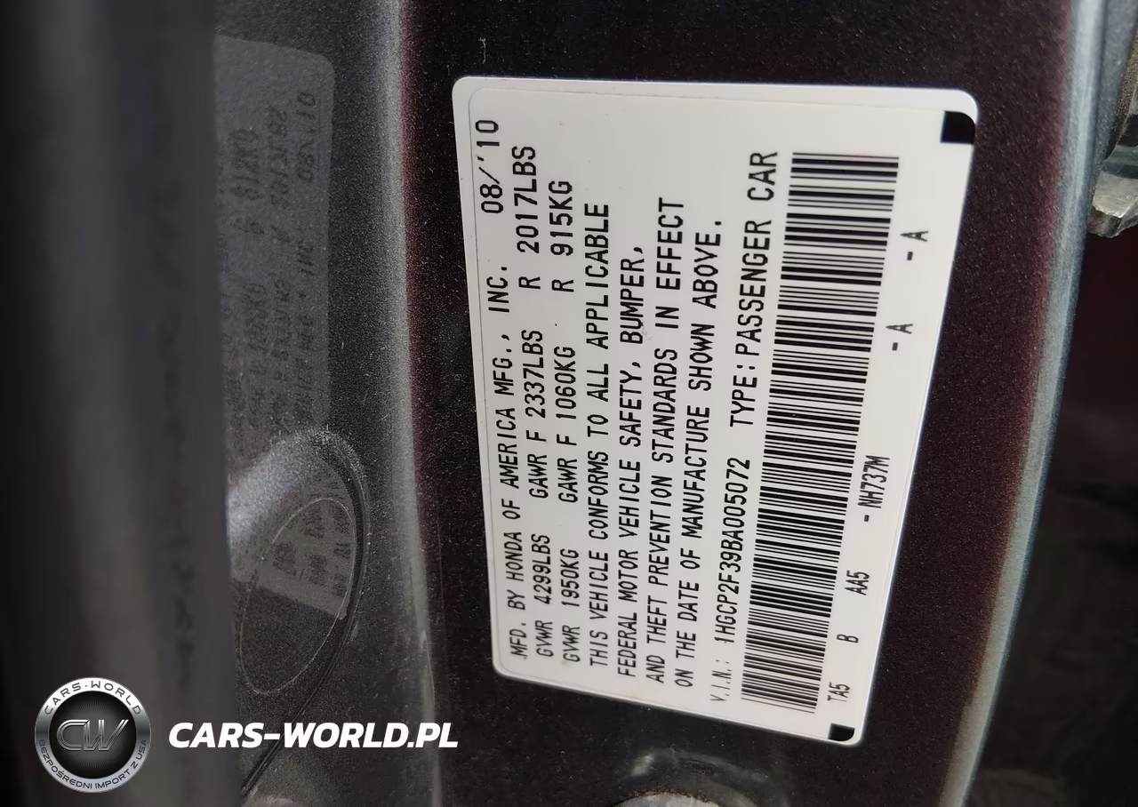 2011 Honda Accord 2.4 Lx VIN:1HGCP2F39BA005072 - 9