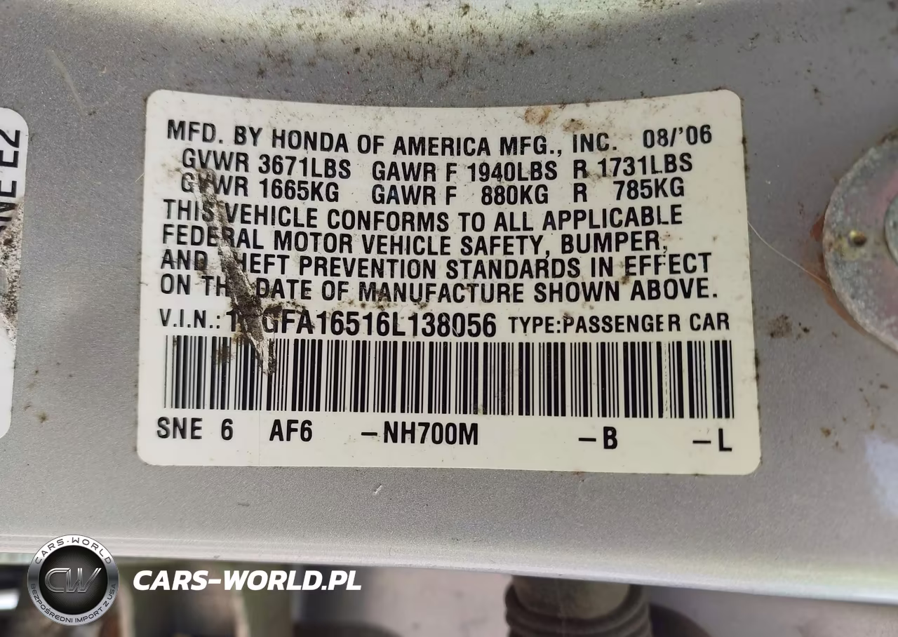 2006 Honda Civic Lx VIN:1HGFA16516L138056 - 9