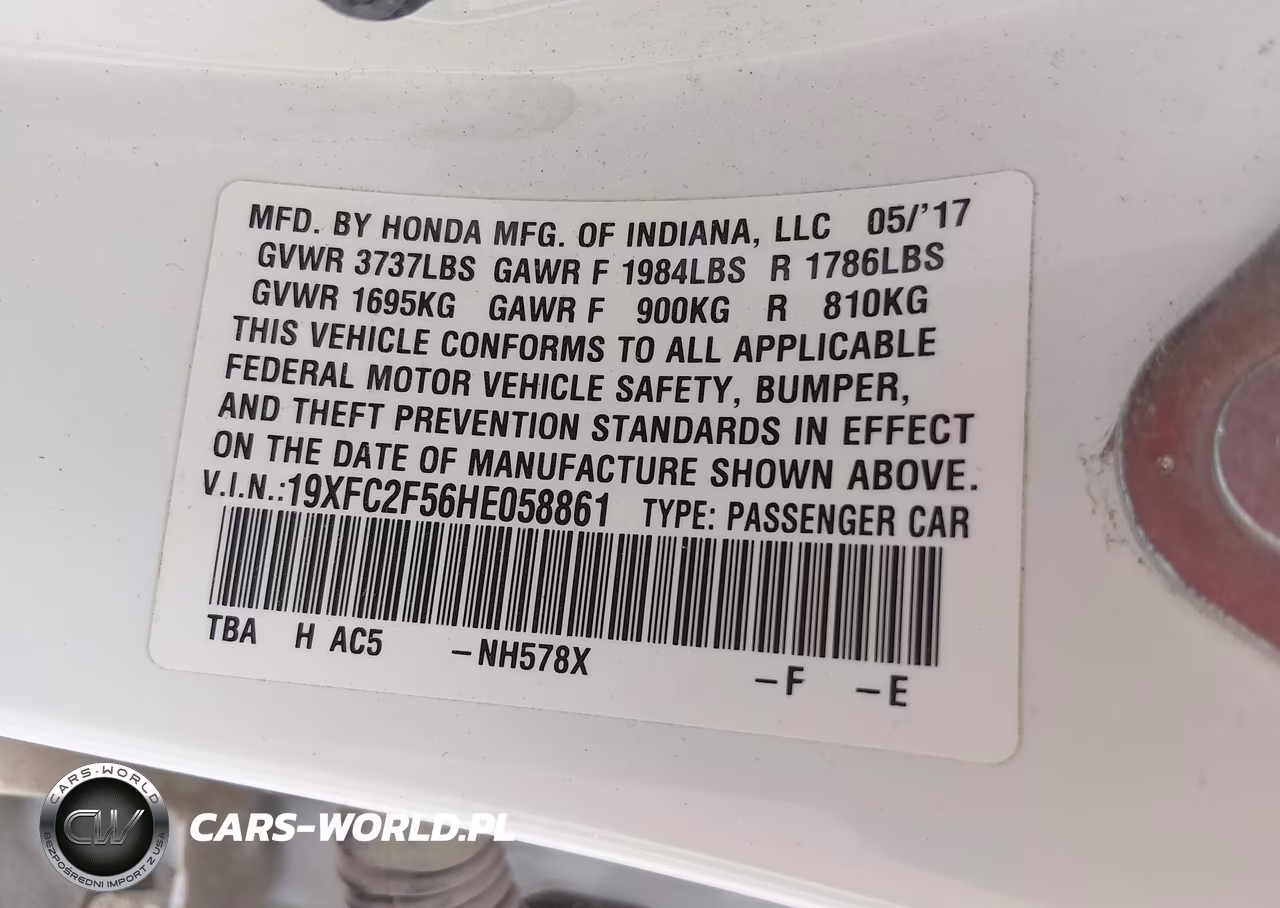 2017 Honda Civic Lx VIN:19XFC2F56HE058861 - 9