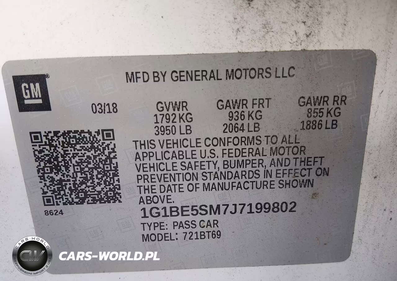 2018 Chevrolet Cruze Lt Auto VIN:1G1BE5SM7J7199802 - 9