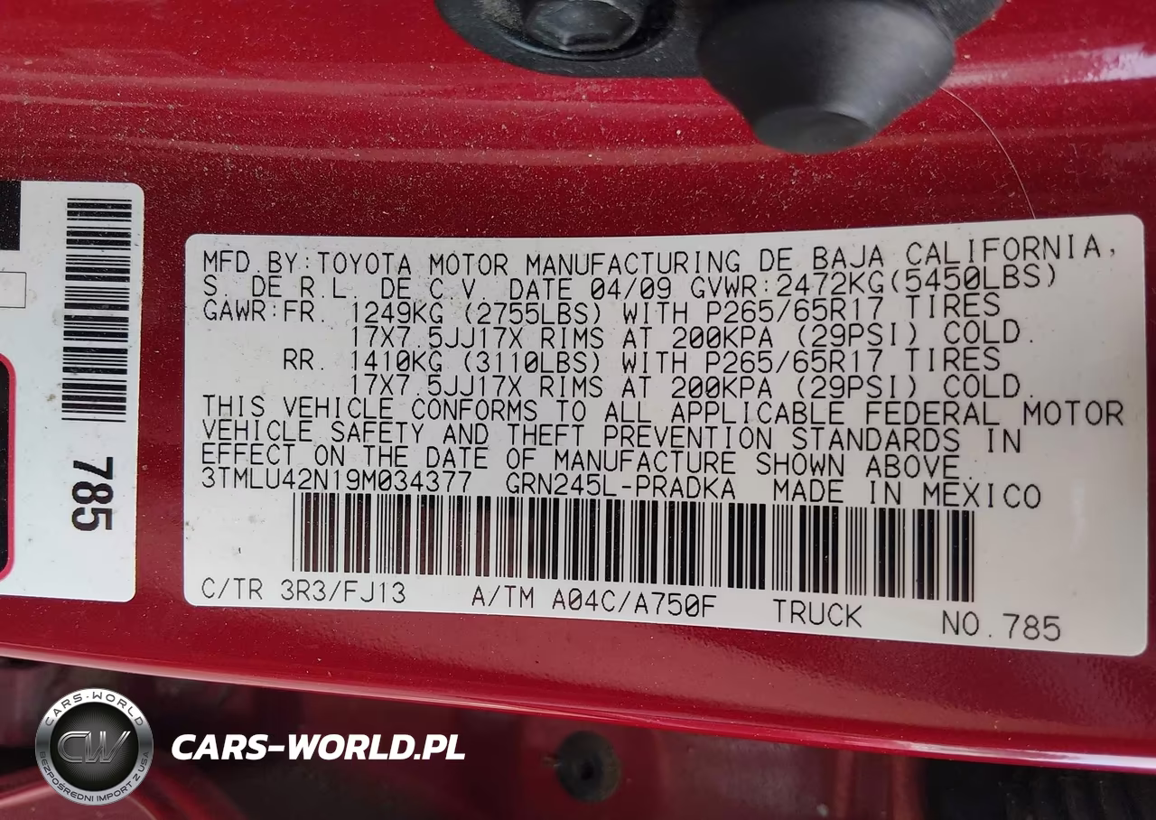2009 Toyota Tacoma Base V6 VIN:3TMLU42N19M034377 - 9