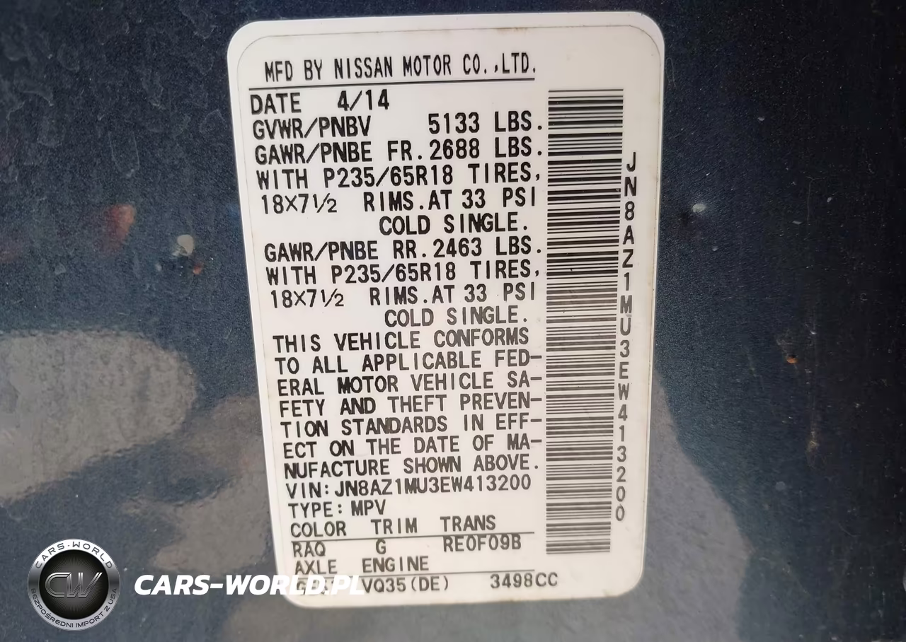 2014 Nissan Murano S VIN:JN8AZ1MU3EW413200 - 9