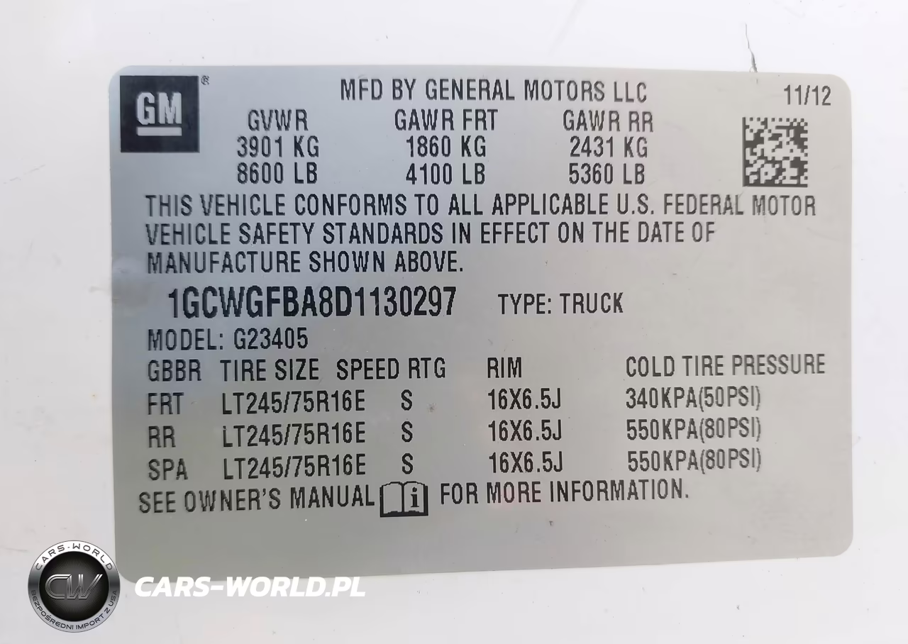 2013 Chevrolet Express 2500 Work Van VIN:1GCWGFBA8D1130297 - 9